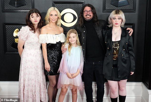 The couple share three daughters (LR) Harper, 15, Ophelia, 10, and Violet, 18 (pictured at the Grammy Awards in 2023).