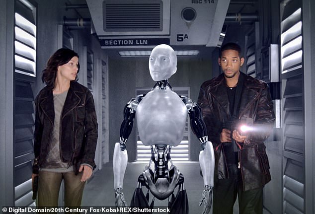 Pictured: Sonny, the NS5 robot from the 2004 science fiction film 'I, Robot' in which intelligent robots occupy public service positions in a dystopian world.