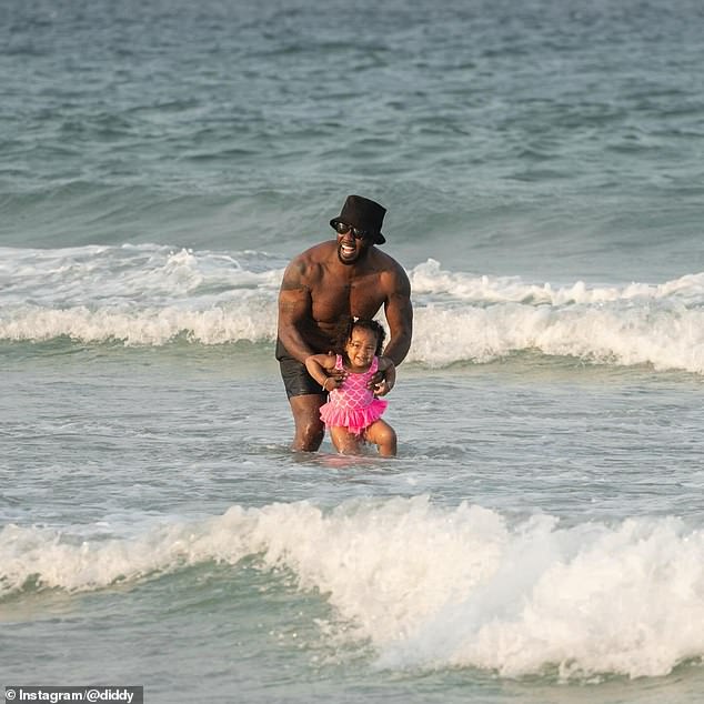 The montage included a snapshot of the rapper with his daughter on the beach.