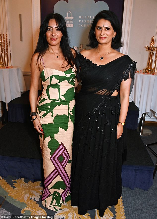 To accessorize, Laila (pictured with Smruti Sriram) kept it simple with her black smartwatch, gold bracelet and two necklaces.