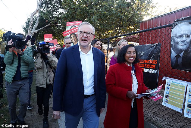 Dr. Michelle Ananda-Rajah is seen with Anthony Albanese in May 2022.