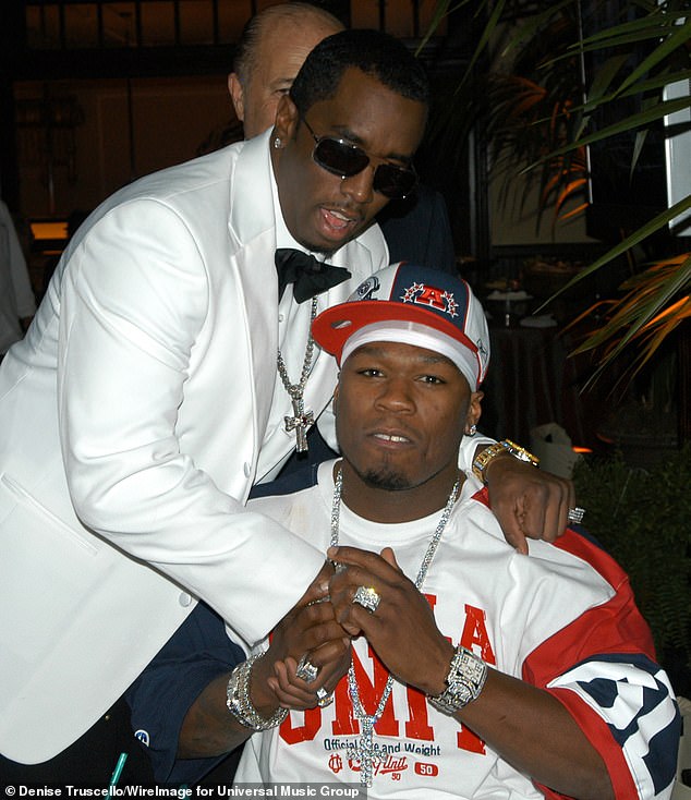 50 Cent is currently executive producer of Alexandria Stapleton's Netflix docuseries about disgraced rap mogul Sean 'Diddy' Combs (left, pictured in 2004), who has pleaded not guilty to racketeering conspiracy charges. , sex trafficking and transportation to engage in prostitution.