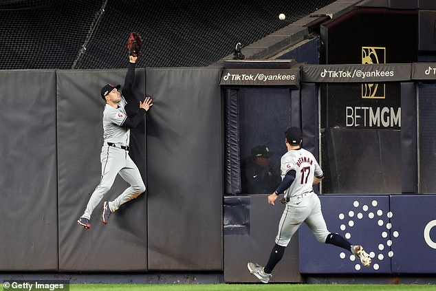 Lane Thomas and Will Brennan can't stop Judge's deep shot that lands in Monument Park.