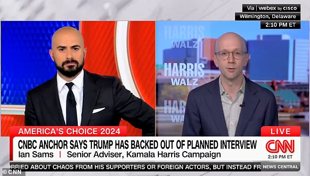 CNN anchor Boris Sanchez questioned Harris-Walz spokesman Ian Sams over his suggestion that avoiding media interviews is an indicator of mental acuity issues.