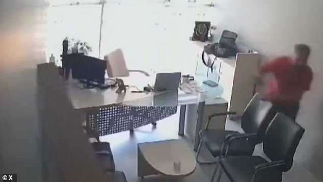 Footage shared with X showed a panicked Turkish citizen running out of a shaking office.