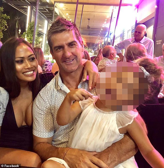 Nitha and Olarenshaw (above with their daughter) split up earlier this year, then the Flame Spa was raided in September and police alleged it was being used for prostitution.