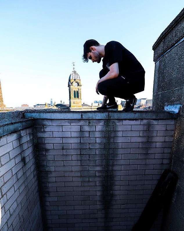 Dizzying photos of Stevenson's 'rooftoping' were shown on his Instagram page