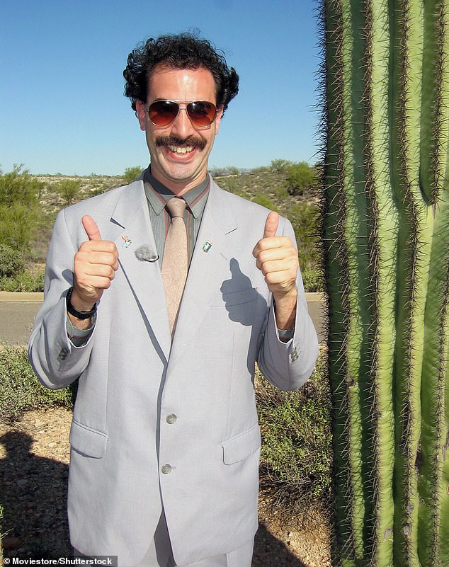 The comedy star, 53, reprized his role as Borat Sagdiyev for the 2020 satire comedy Borat Later Moviefilm.