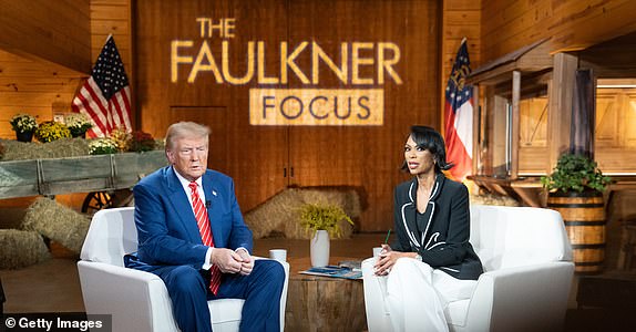 CUMMING, GEORGIA - OCTOBER 15: Republican presidential candidate former President Donald Trump visits Fox News broadcaster Harris Faulkner for a town hall event on October 15, 2024 in Cumming, Georgia. Trump and Democratic Vice President Kamala Harris have scheduled multiple events in key states ahead of the Nov. 5 election. (Photo by Megan Varner/Getty Images)