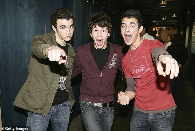 The Jonas Brothers rose to fame in 2005 after appearing on the Disney Channel, appearing on their own show (pictured in 2006).