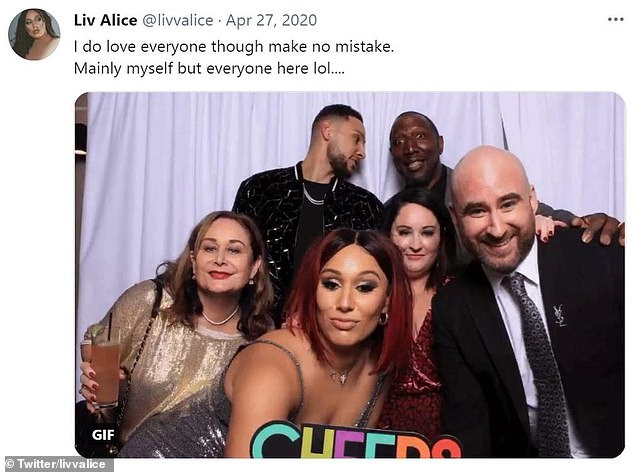 A family photo that Olivia Simmons posted in 2020. From left to right, top to bottom: Ben and his father Dave, his mother Julie, Olivia, Emily Bush, and Sean Tribe.