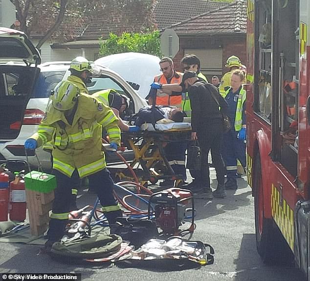 The charges relate to a staged car crash in western Sydney in October 2017 in an effort to avoid appearing at a local court hearing. The photo shows the scene of the accident.