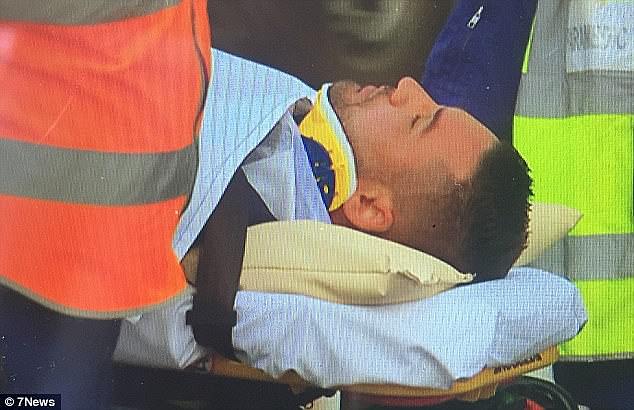 Television crews at the scene captured Mehajer (pictured) being stretchered into an ambulance with his neck in a brace after the car crash in October 2017.