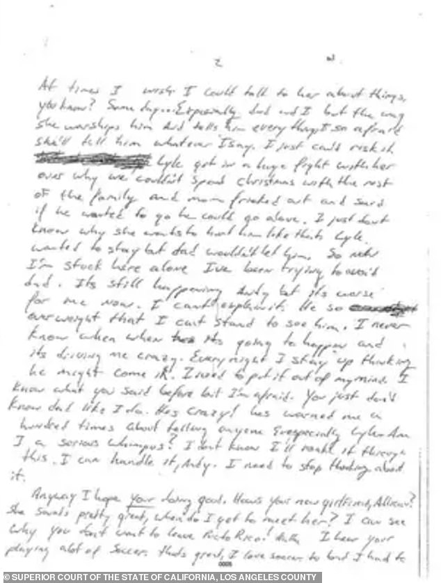 Gascón publicly posted on Instagram a screenshot of a letter written by Erik Menéndez to his cousin, Andy Cano, alluding to severe and prolonged abuse at the hands of his father José.