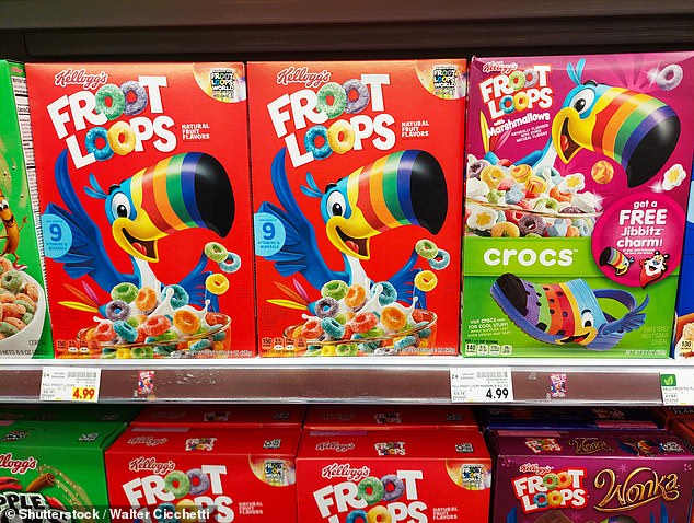 Froot Loops in the US contain red 40, yellow 5, blue 1, yellow 6 and BHT, which have been linked to hyperactivity in children, thyroid problems and cancer.