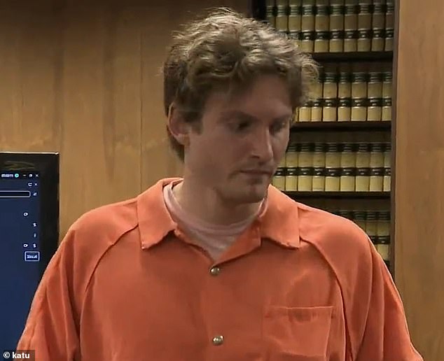 Jonathan Bryce Schubert, 27, murdered his neighbor in early September, Oregon prosecutors say, hence the large presence of protesters.