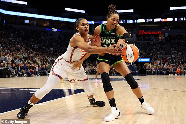 Alyssa Thomas (left) and Napheesa Collier (right) also join the first team with 39 and 67 votes.