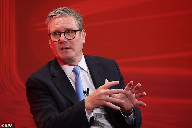 Prime Minister Keir Starmer speaks during the International Investment Summit at the Guildhall in London, Britain, on October 14, 2024.