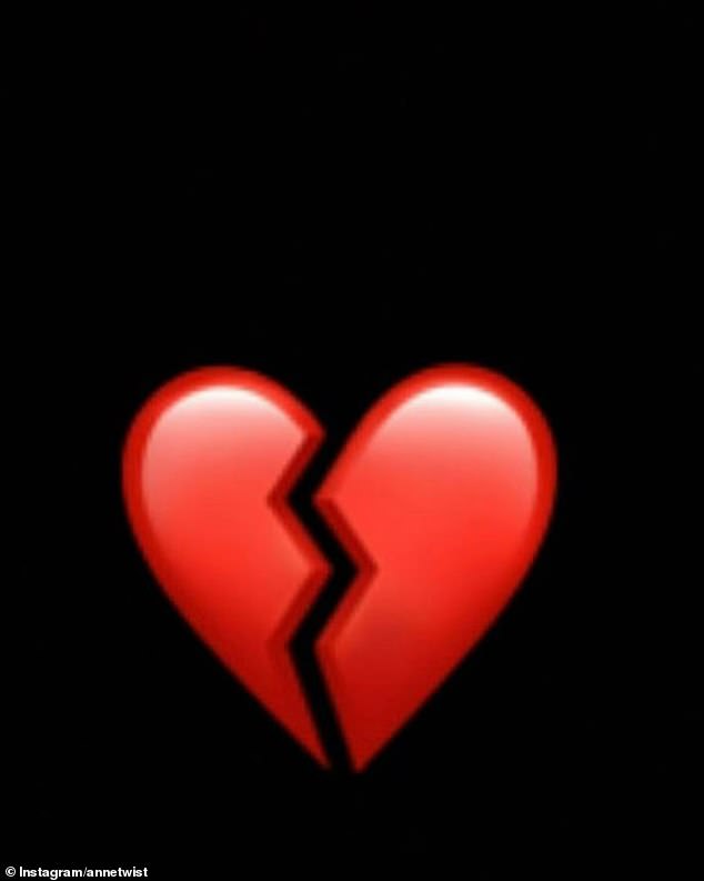 Anne took to Instagram to post a broken heart emoji over a black screen.