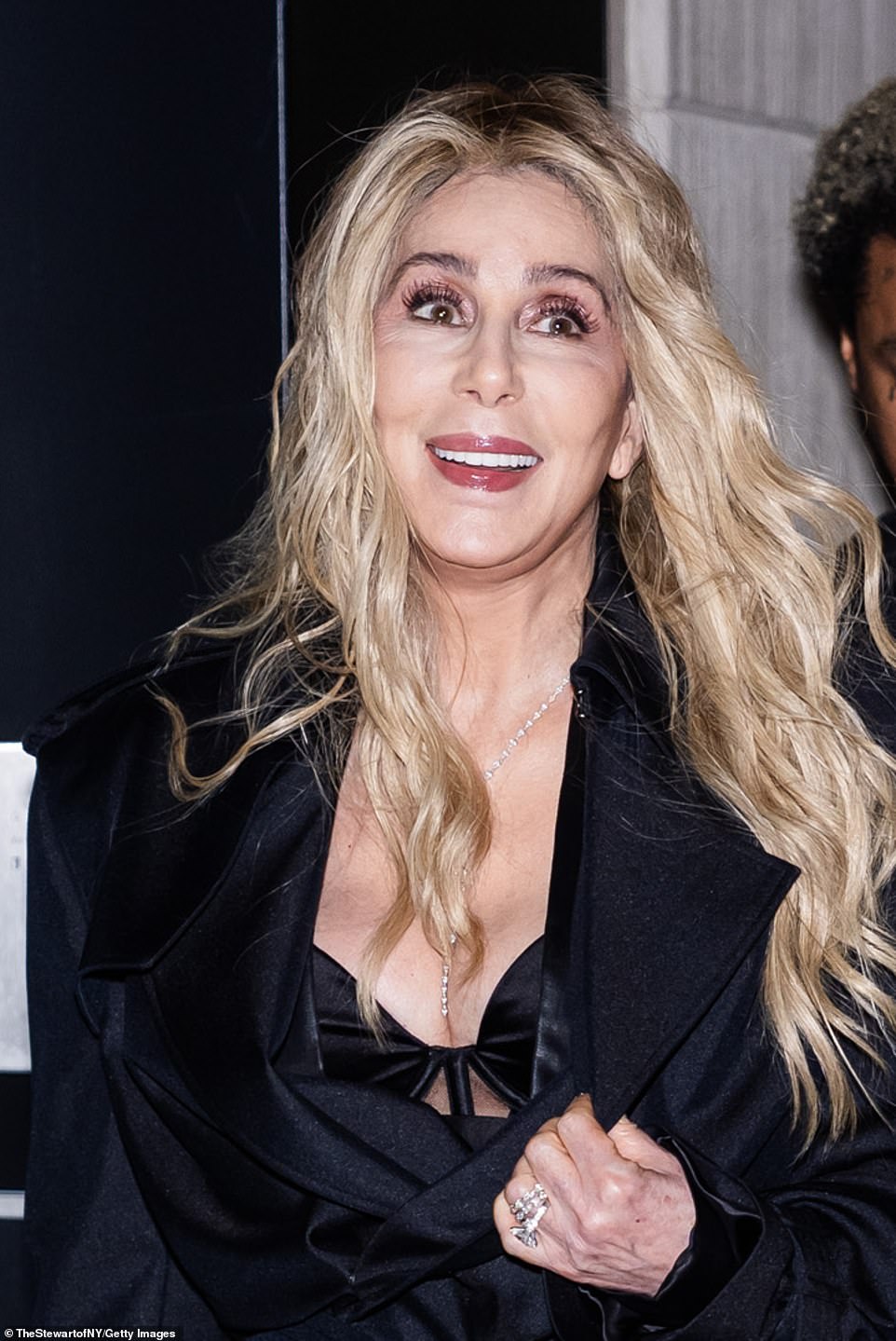 Cher, who is just one Tony away from EGOT status, also showed off a major diamond stud on her left ring finger and wore a long, wavy blonde wig for the evening.