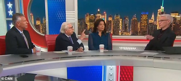 The CNN host's interview with former California Lieutenant Governor Abel Maldonado (second from left) and Watergate reporter Carl Bernstein (left) quickly went off the rails, while his third guest, Ana Navarro, managed to stay out of the fray .