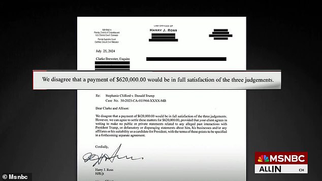 Maddow included a recording of a call between Daniels speaking with her lawyer, Clark Brewster, as well as emails between Daniels' lawyers and Trump representatives.