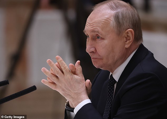 In recent years there has been much speculation about the health of the Russian leader. Pictured: Putin looked colorless while attending a press conference in Minsk in May.