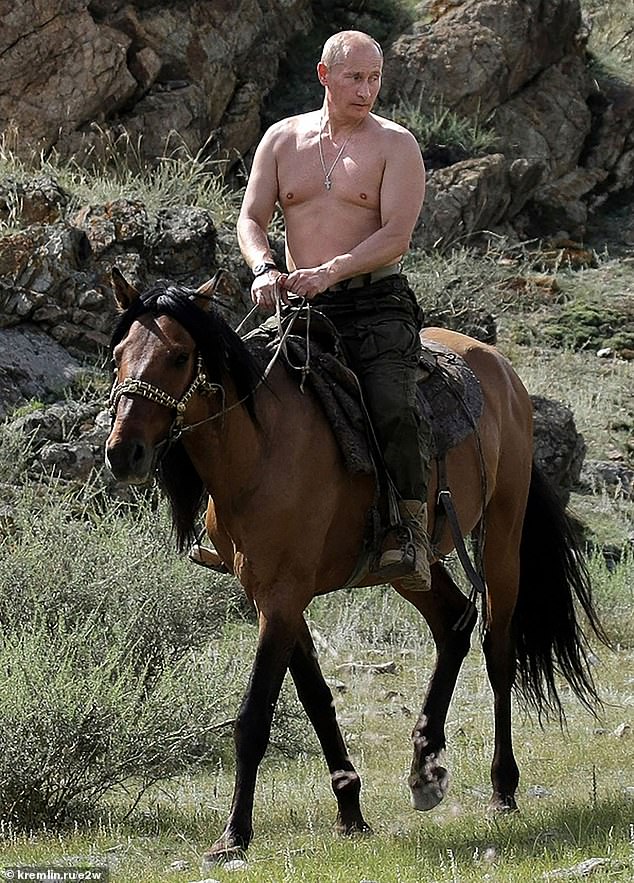 Vladimir Putin on horseback in Siberia, Russia, in 2013. Putin has long been interested in the fight against aging, but there now seems a new urgency to seek 