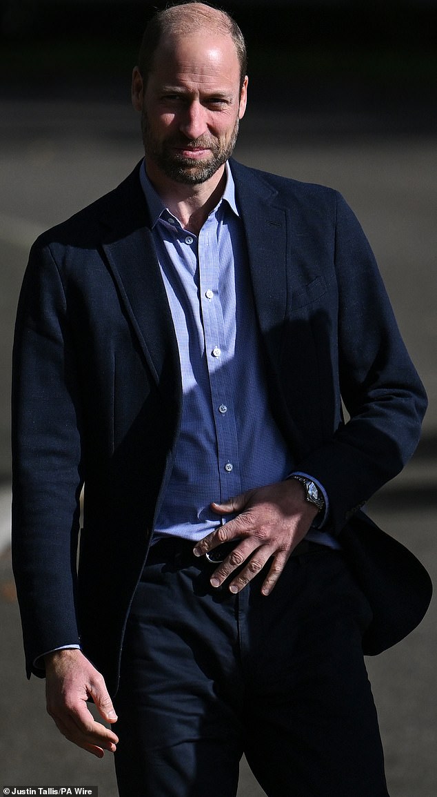 Prince William is pictured arriving for his visit to Duchy College Stoke Climsland in Callington, Cornwall. He is known as the Duke of Cornwall in the area.