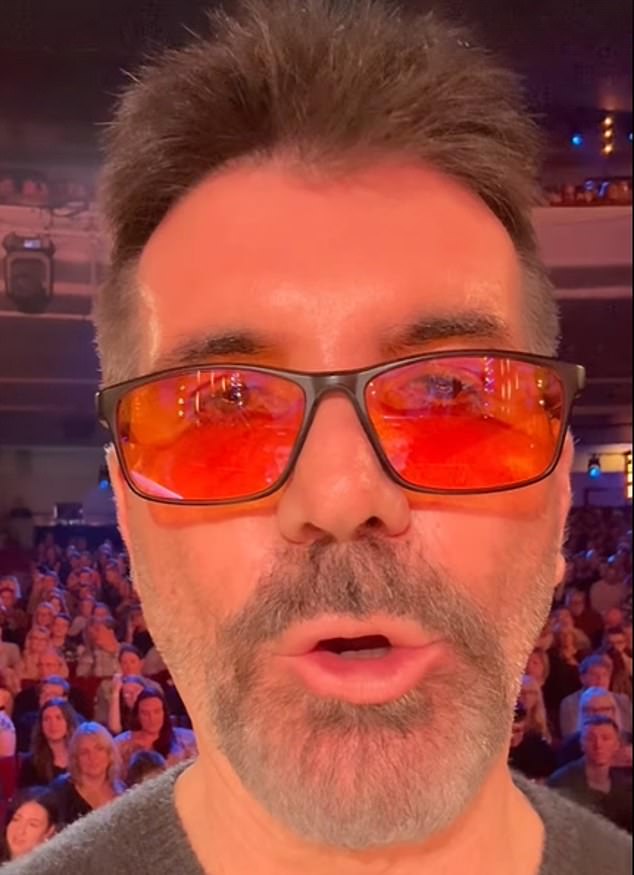 Cowell pictured in front of an audience in Blackpool last night