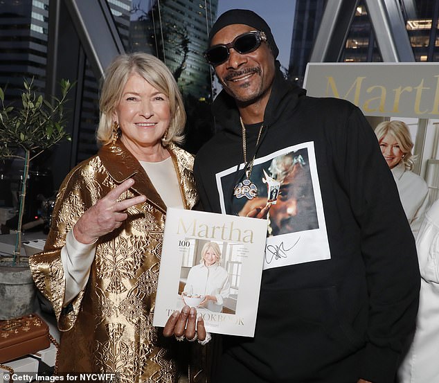 Rapper Snoop Dogg showed his support for Martha and described her as a 'great woman' in his own speech at the party