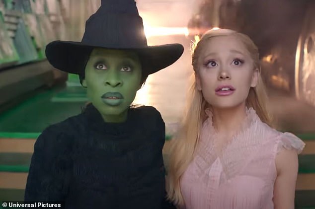 The upcoming film stars Cynthia Erivo as Elphaba Thropp (left) and Ariana Grande as Galinda Upland (right).