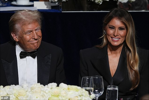 The Trumps were seen smiling together at dinner.