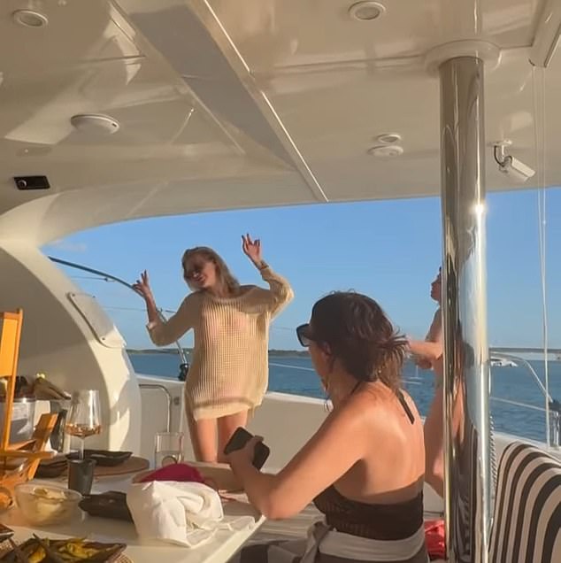 The star added a clip of her and her friends dancing to the song on a boat.