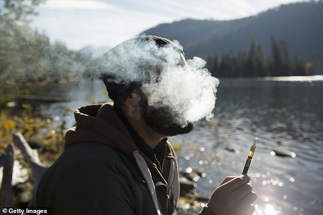 Marijuana users are almost four times more likely than non-users to become infected with fungi, as potentially toxic molds are known to cause infections, dangerous immune responses, and even death. Pictured: A man exhales smoke while legally smoking marijuana with a vaporizer