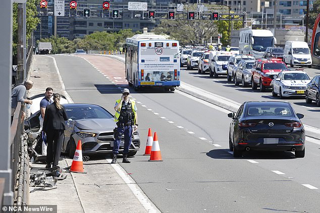 The accident paralyzed traffic (pictured) with queues of up to 12km across Sydney.