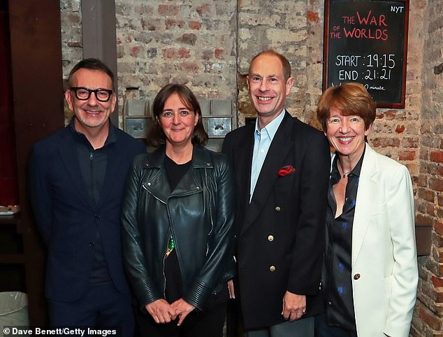 The royal is seen smiling alongside (pictured left to right) Paul Roseby, Holly Kendrick and Dawn Airey.