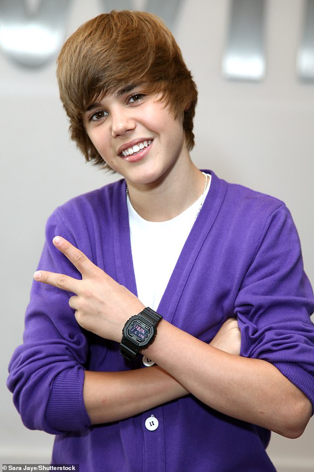 Justin is seen in his fame debut in 2009.