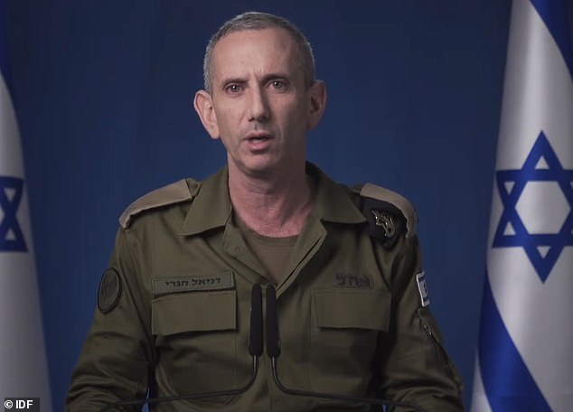 IDF spokesman Rear Admiral Daniel Hagari confirmed the death of the Hamas leader, adding: 