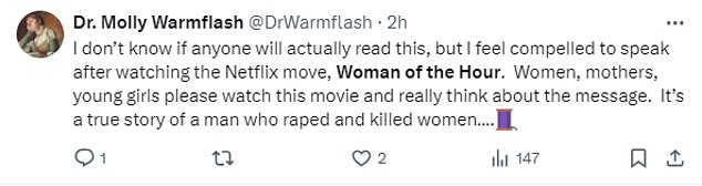 Several X users were terrified by Woman of the Hour and insisted that streamers pay attention to the real story behind the film.