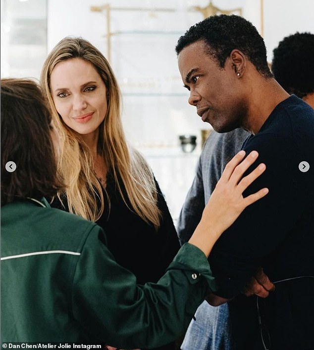 Jolie and Chris Rock, who is friends with Angelina's ex Brad Pitt, were photographed in conversation with Prune.