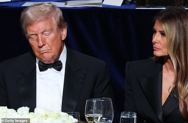 First lady Melania Trump seemed unimpressed by some of the jokes.