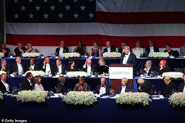 Among the crowd were Cardinal Timothy Dolan, Senate Majority Leader Charles Schumer, New York Mayor Eric Adams and state Attorney General Letitia James.