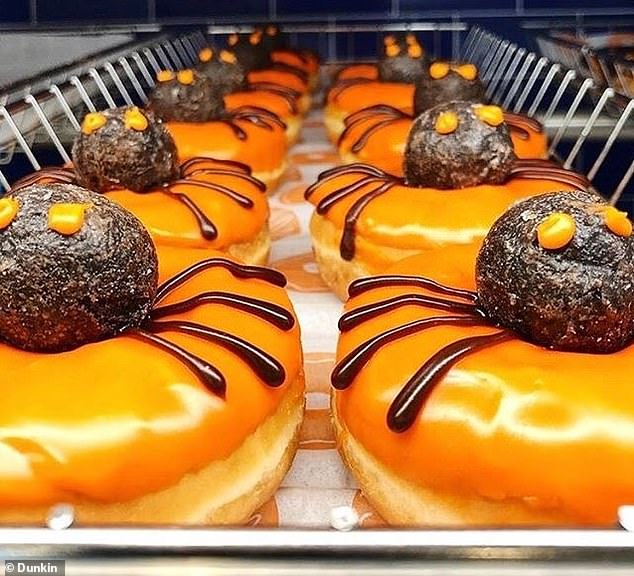 The Dunkin' Spider Specialty Donut, which originally had orange frosting, got a makeover this year. The donut is now covered in purple icing.