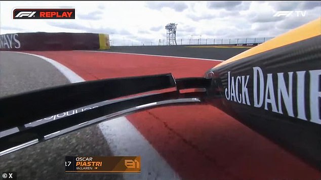 The view from Piastri's cockpit shows how close he came to crashing into the barrier.