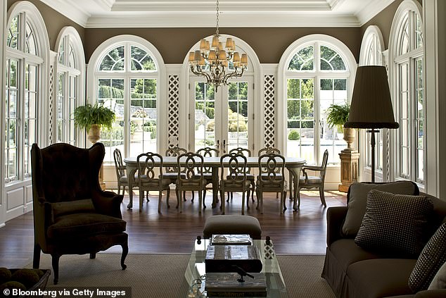 The dining room of the newly built Stone Mansion is seen in Alpine, New Jersey