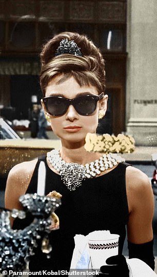 The 83-year-old mogul wore her blonde hair up in the family hairstyle worn by the late Holly Golightly of Audrey.