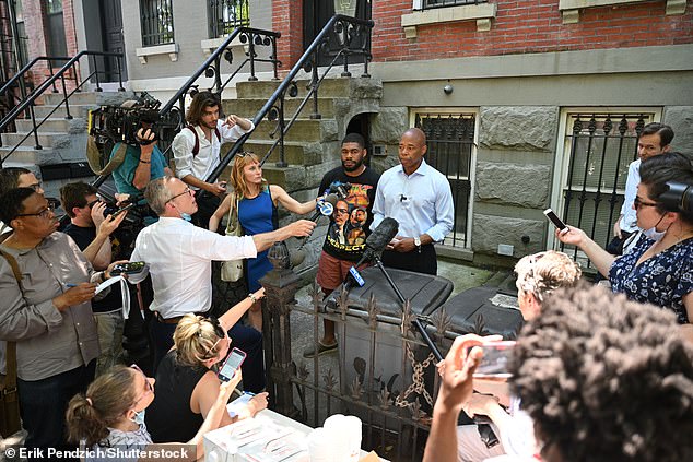 Adams hosted a news conference with his son, Jordan, 25, to insist that he really lived at the Brooklyn property.