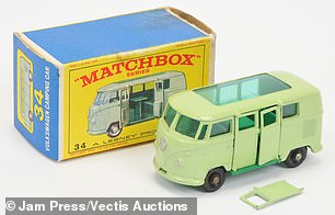 Pictured: a mint green Volkswagen toy car.