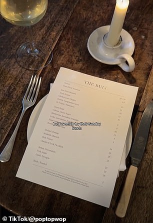 Pictured: The Bull menu at Chipping Norton